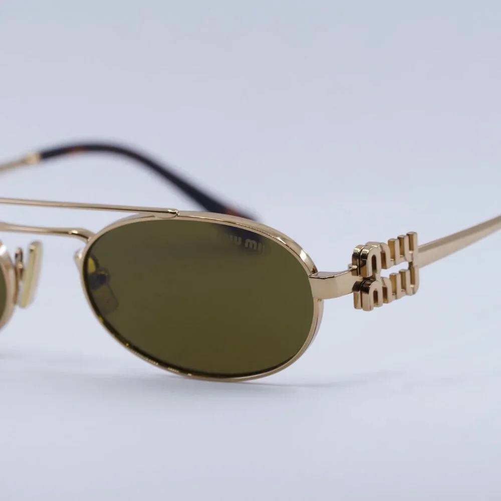 🕶️ New Miu Miu MU54ZS 7OE09Z Sunglasses - Brass Gold Frame, Dark Brown Lenses - Picture 5 of 12
